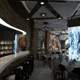 Дизайн интерьера ресторана Alazani в Киеве от дизайн студии Graffit